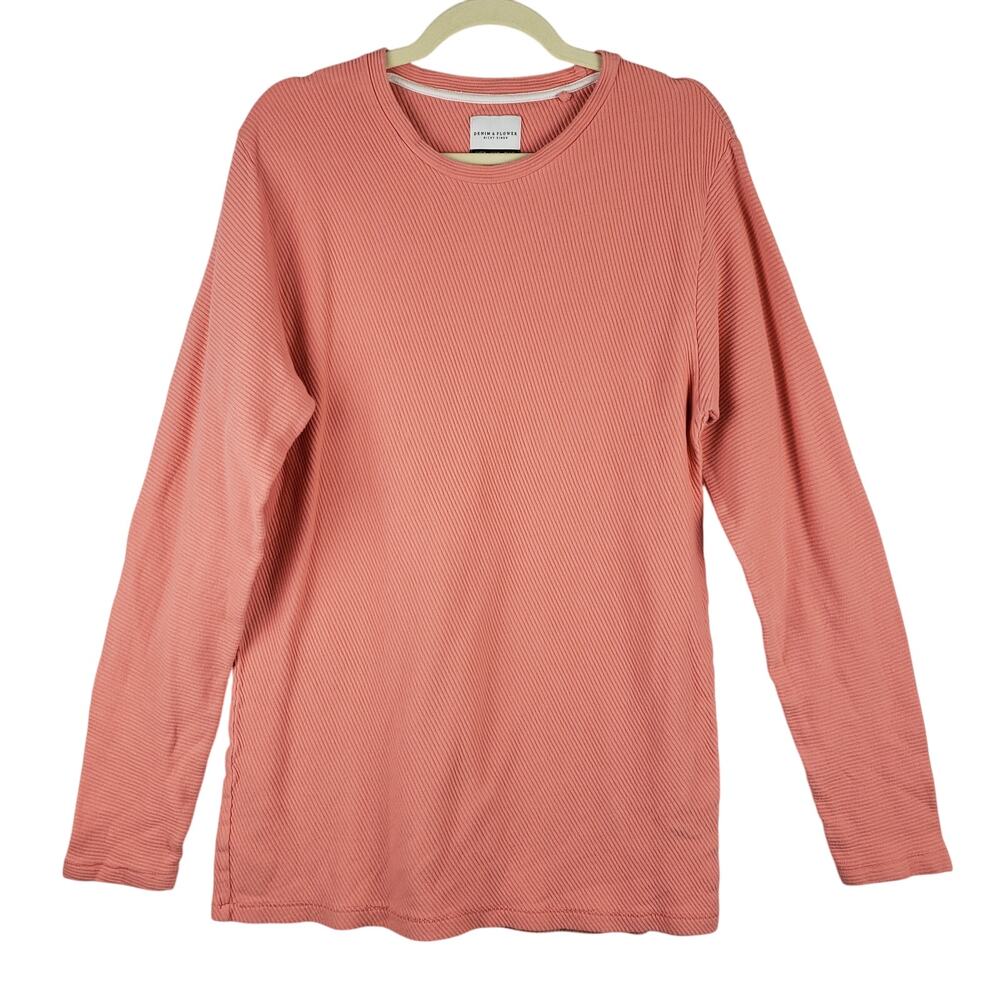 Ricky Singh Denim & Flower Women's M‎ Long Sleeve Tibbed Henley Pink 100% Cotton